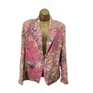 Vtg Silk Womens 8 Blazer Pink Floral 70s Whimsical Unique Eclectic Sequin Dandy